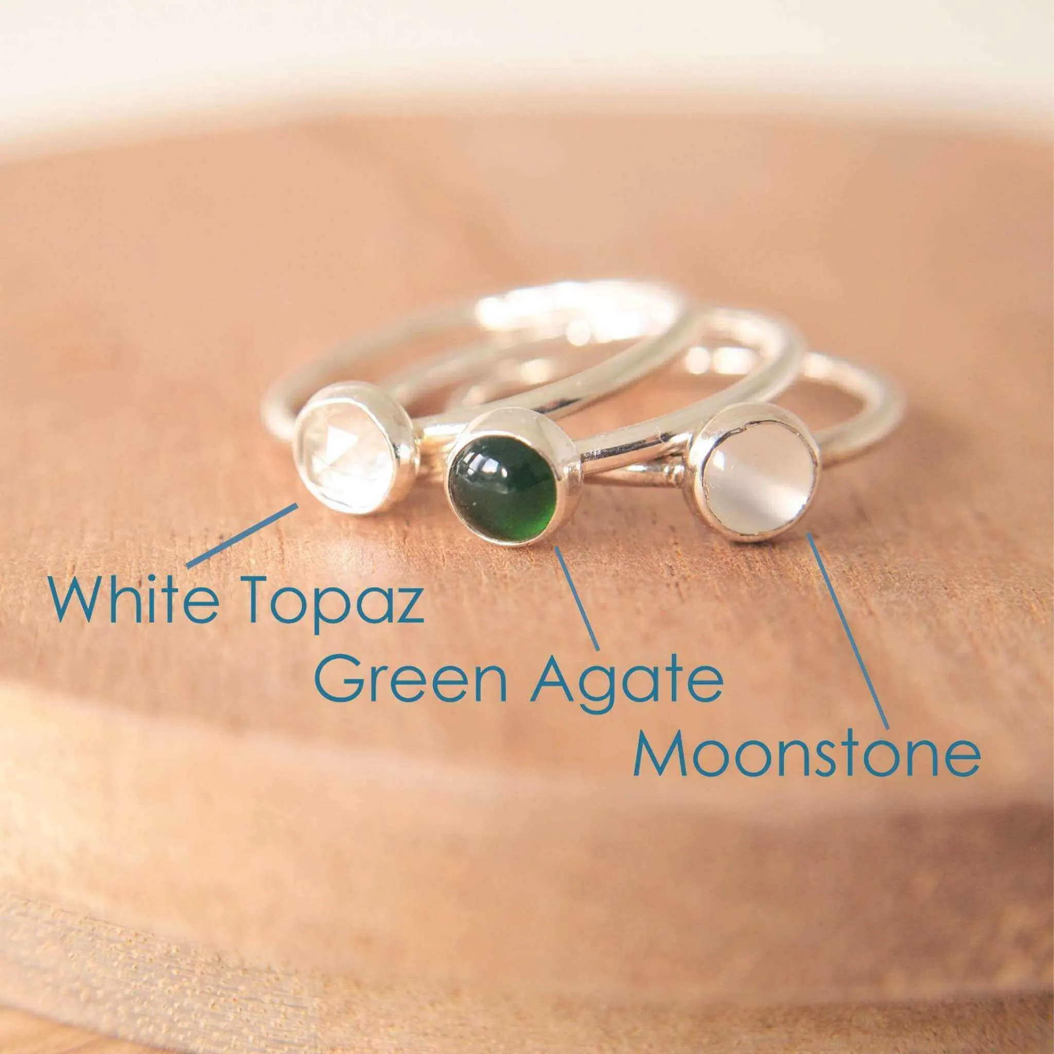 Birthstone Stacker Ring - Large 5mm Gemstone