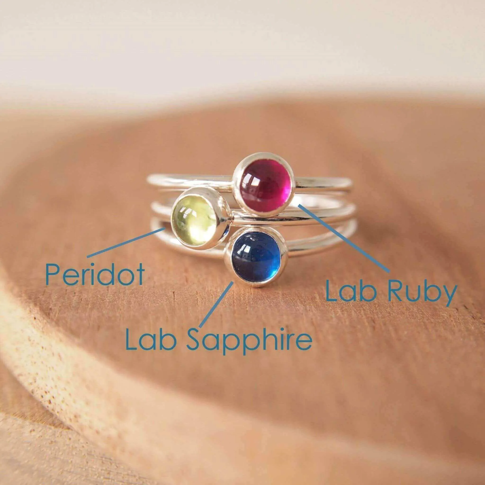 Birthstone Stacker Ring - Large 5mm Gemstone