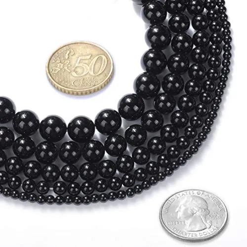 Black Natural Agate Loose Beads 6mm Round Stone Beads for Making Bracelets Jewelry Approxi 62/pcs