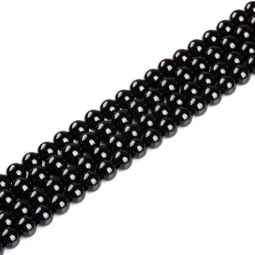 Black Natural Agate Loose Beads 6mm Round Stone Beads for Making Bracelets Jewelry Approxi 62/pcs