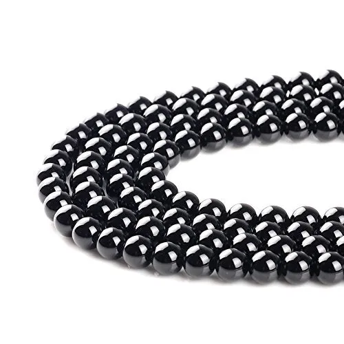 Black Natural Agate Loose Beads 6mm Round Stone Beads for Making Bracelets Jewelry Approxi 62/pcs