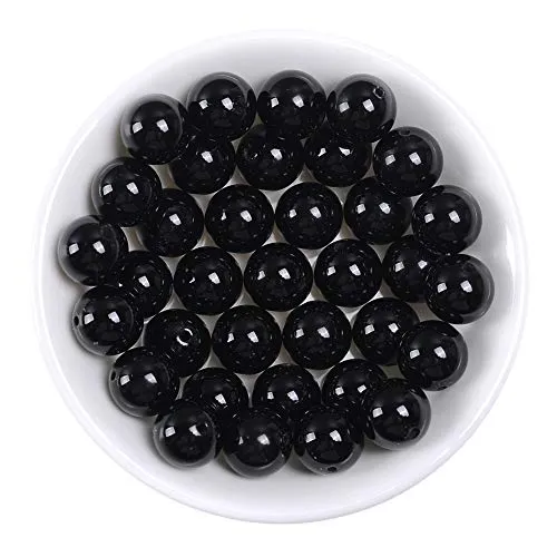 Black Natural Agate Loose Beads 6mm Round Stone Beads for Making Bracelets Jewelry Approxi 62/pcs