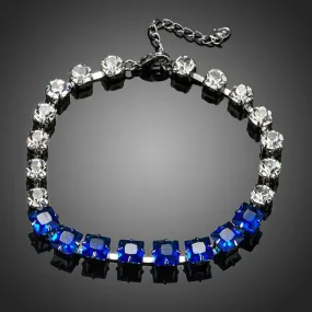 Blue and Clear Cubic Zirconia Bracelet