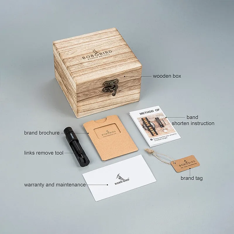 BOBO BIRD Stylish Chronograph Watches in Wooden Box.