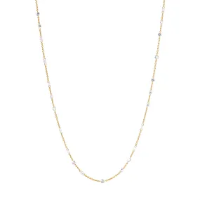 brilliant-cut round diamond stations necklace