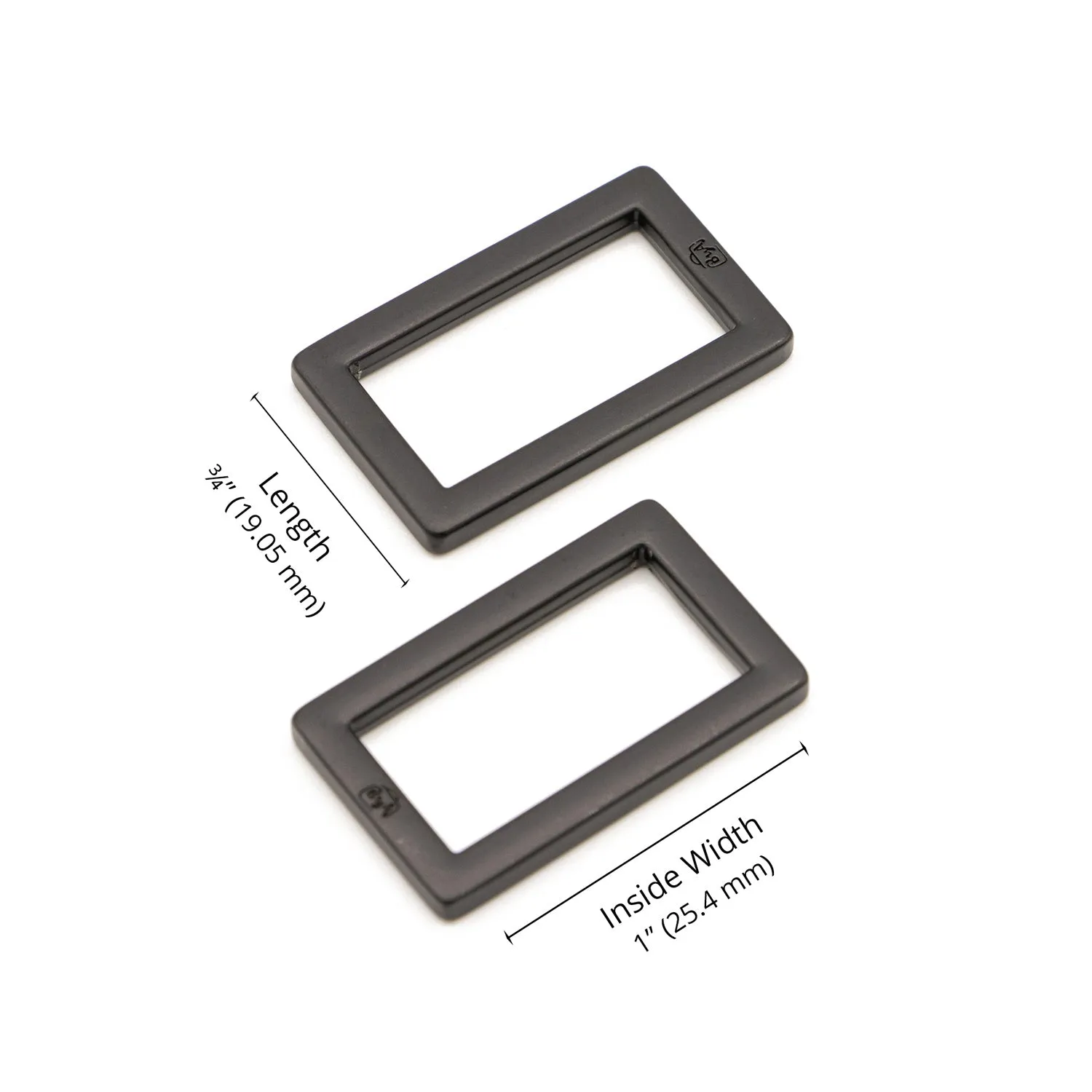 ByAnnie 1" Rectangle Ring Black Metal - Set of Two