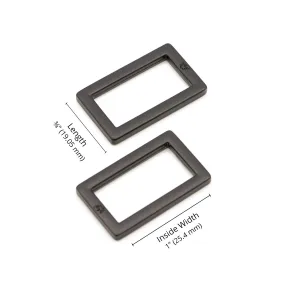 ByAnnie 1" Rectangle Ring Black Metal - Set of Two