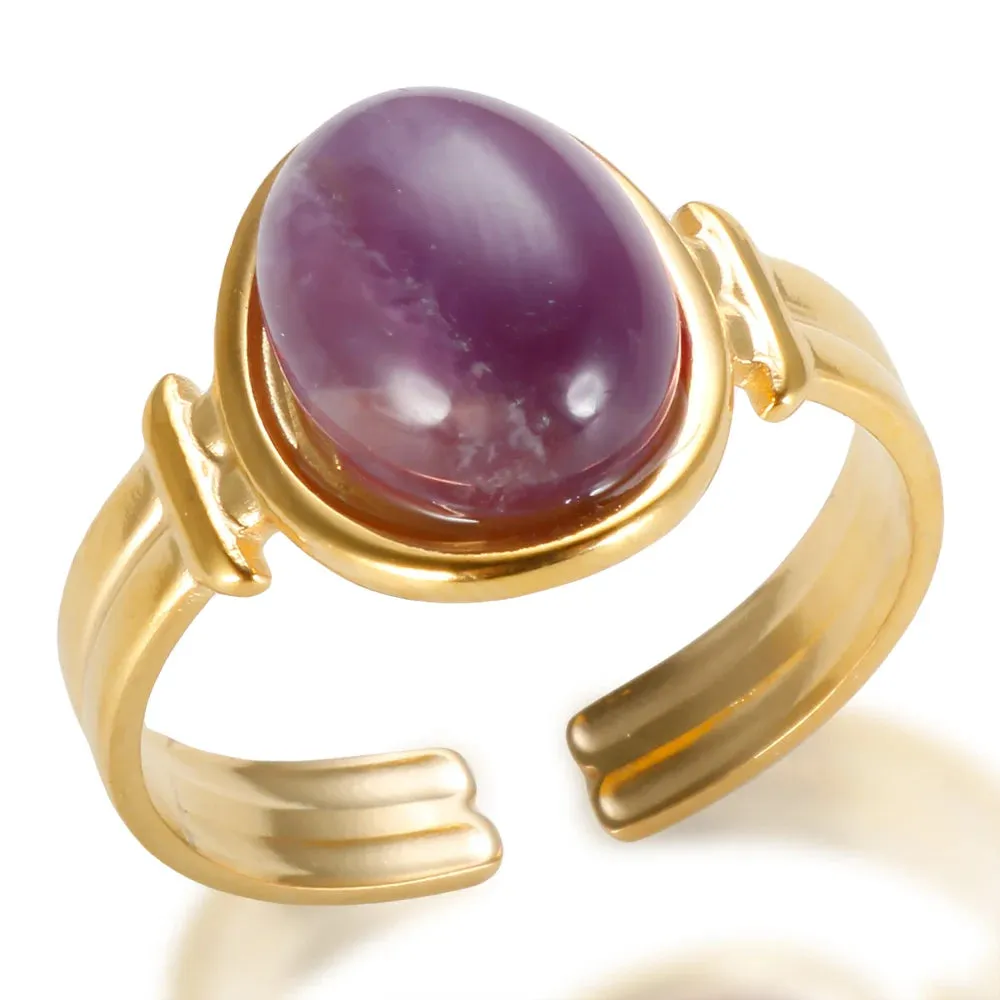 C-shaped Open Ring Natural Tiger Eye Stone Ring