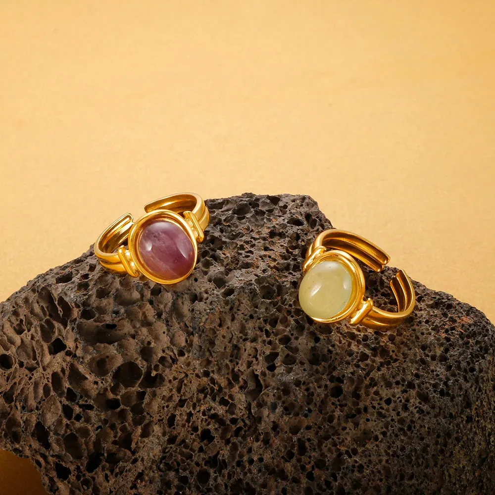 C-shaped Open Ring Natural Tiger Eye Stone Ring
