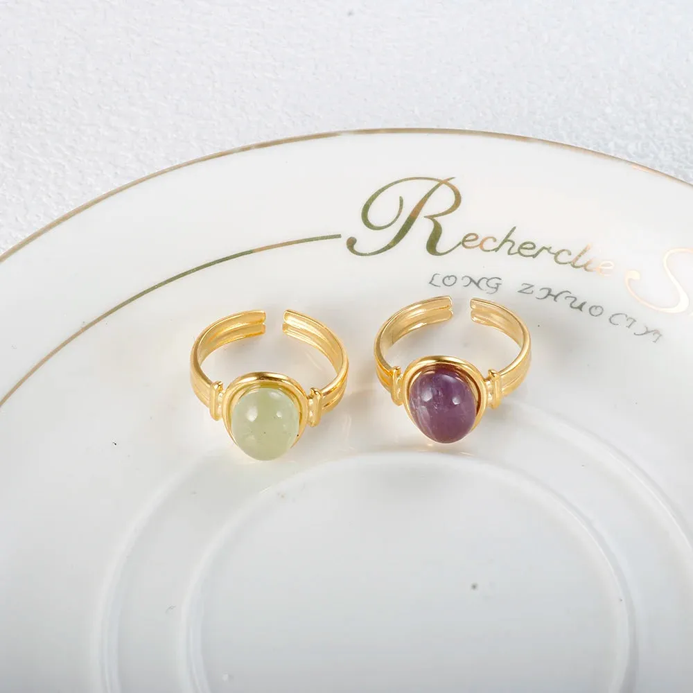 C-shaped Open Ring Natural Tiger Eye Stone Ring