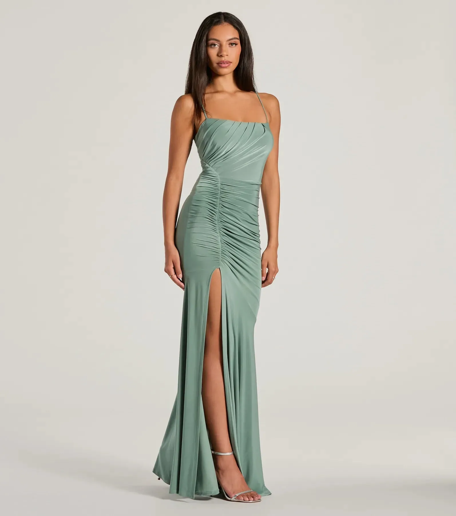 Candace Lace-Up Slit Mermaid Formal Dress
