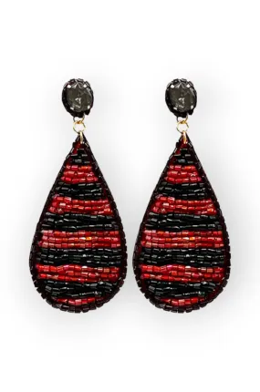 Cheering Garnet & Black Stripe Earrings