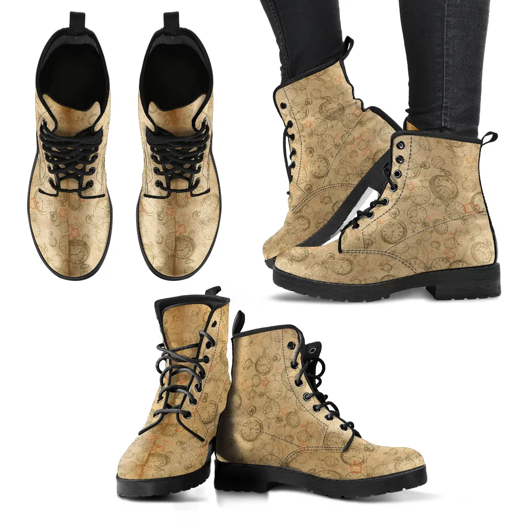 Classic Time Women's Vegan leather Combat Boots