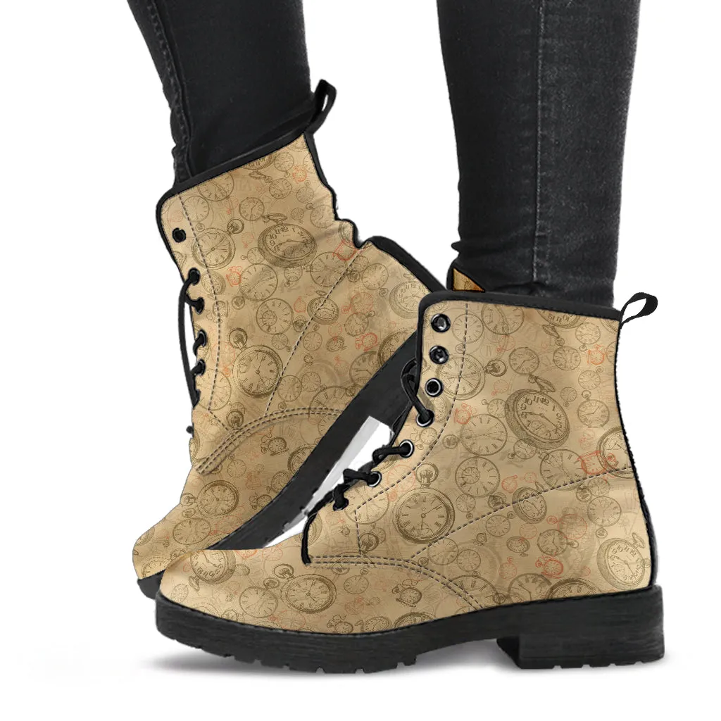 Classic Time Women's Vegan leather Combat Boots