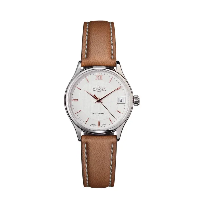 Classic Vegan Automatic Swiss-Made White Rose Gold Executive Watch 16618832v