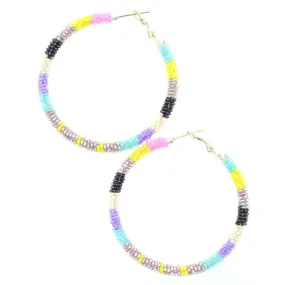 Colorful Beaded Hoop Earrings
