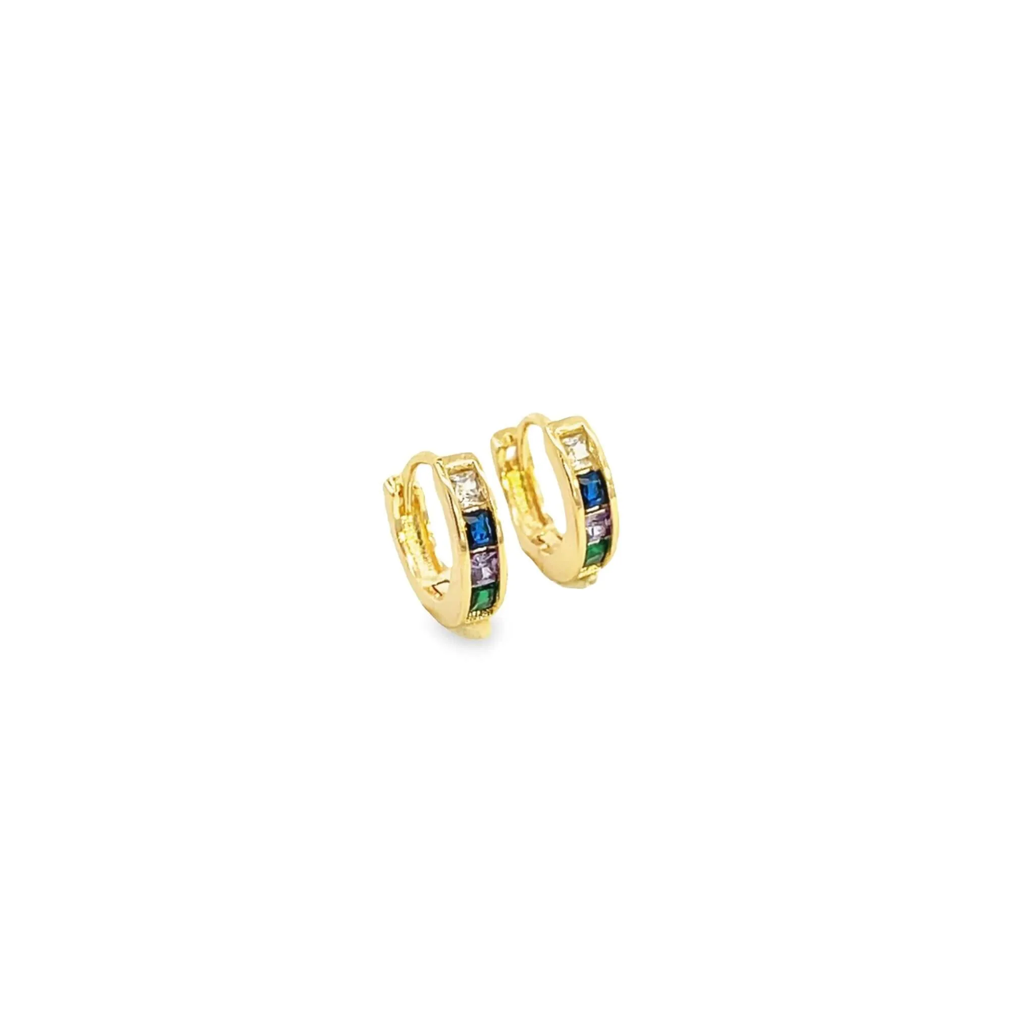Colorful CZ Half Paved Tiny Huggies