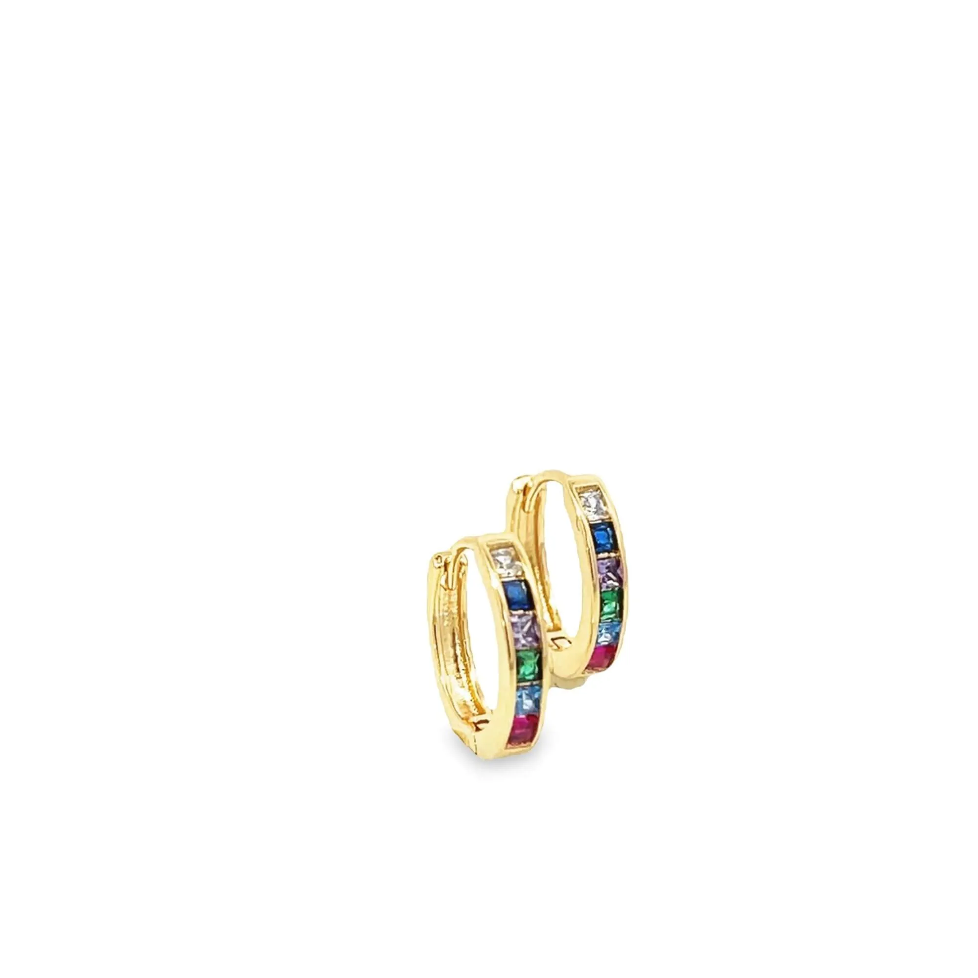 Colorful CZ Half Paved Tiny Huggies