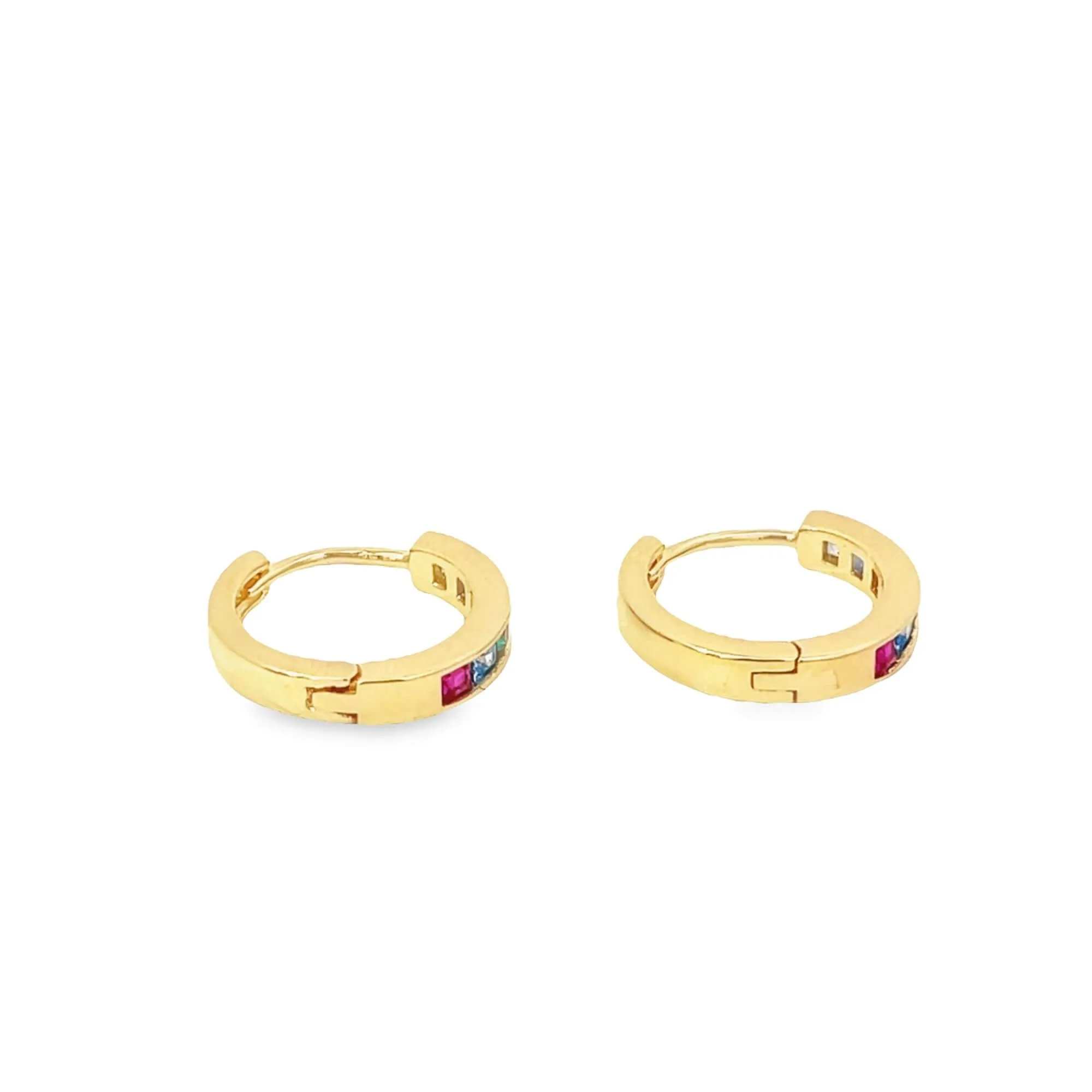 Colorful CZ Half Paved Tiny Huggies