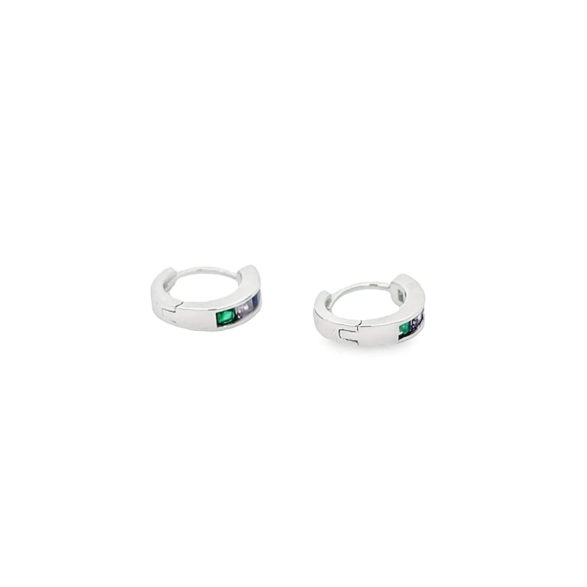 Colorful CZ Half Paved Tiny Huggies