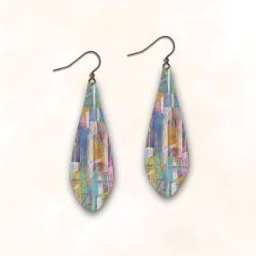 Colorful Grid Teardrop Earrings