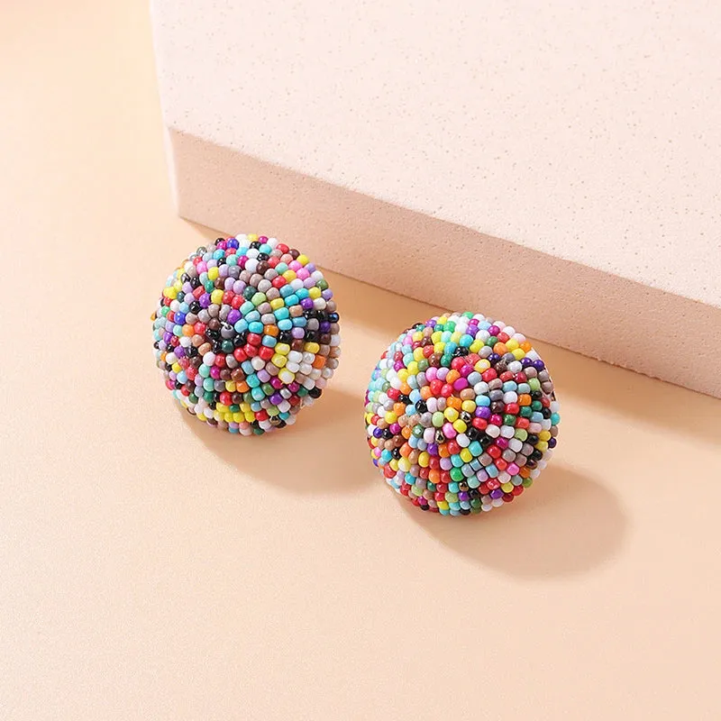 Colorful Tiny Bead Stud Earrings