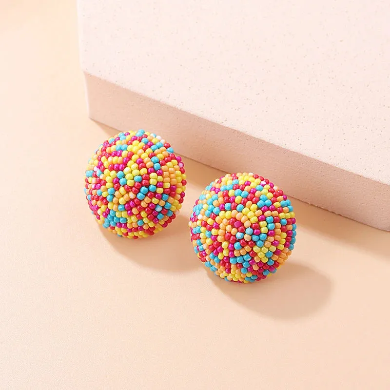 Colorful Tiny Bead Stud Earrings