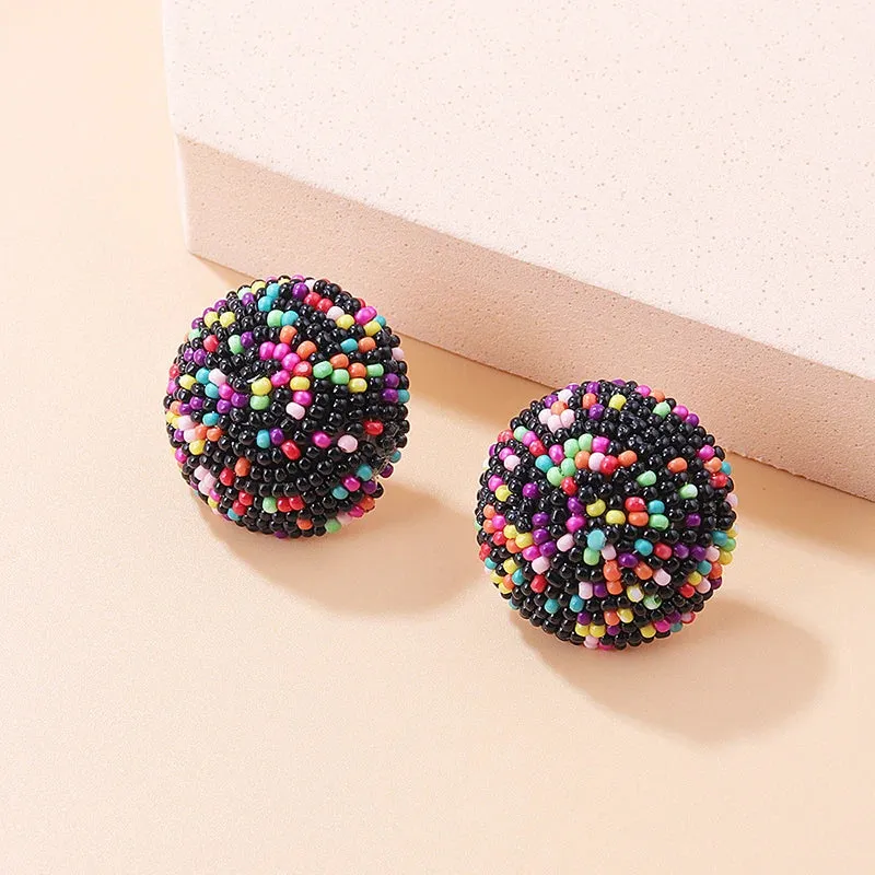 Colorful Tiny Bead Stud Earrings