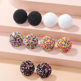 Colorful Tiny Bead Stud Earrings