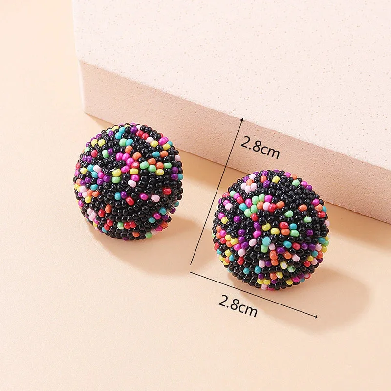 Colorful Tiny Bead Stud Earrings