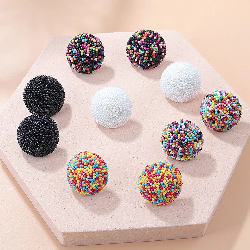 Colorful Tiny Bead Stud Earrings