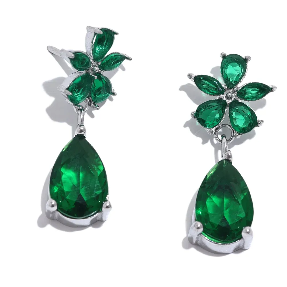 Cubic Zirconia Flower Bling Earrings.