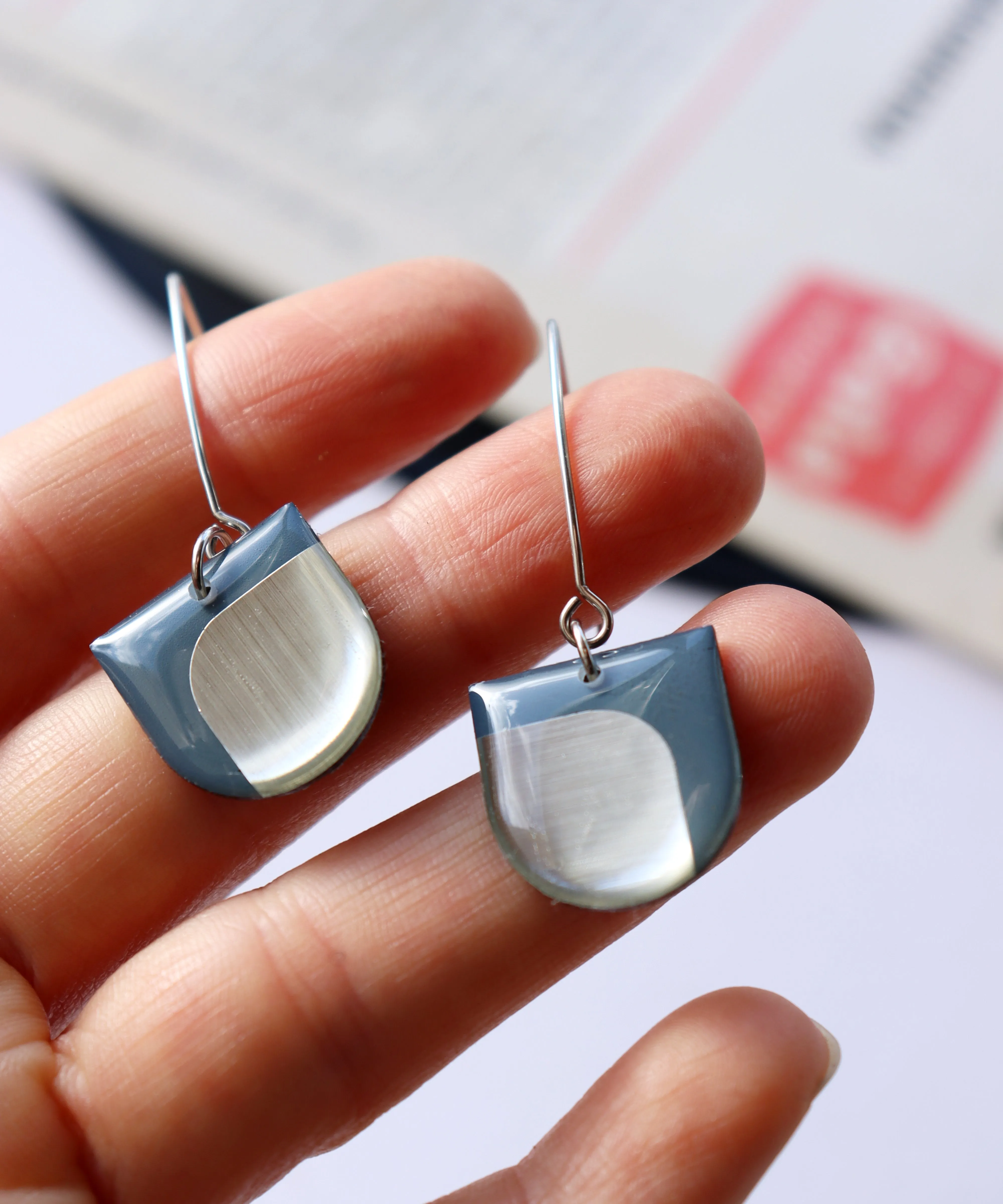 DEE in deep blue grey and silver / recycled fashion