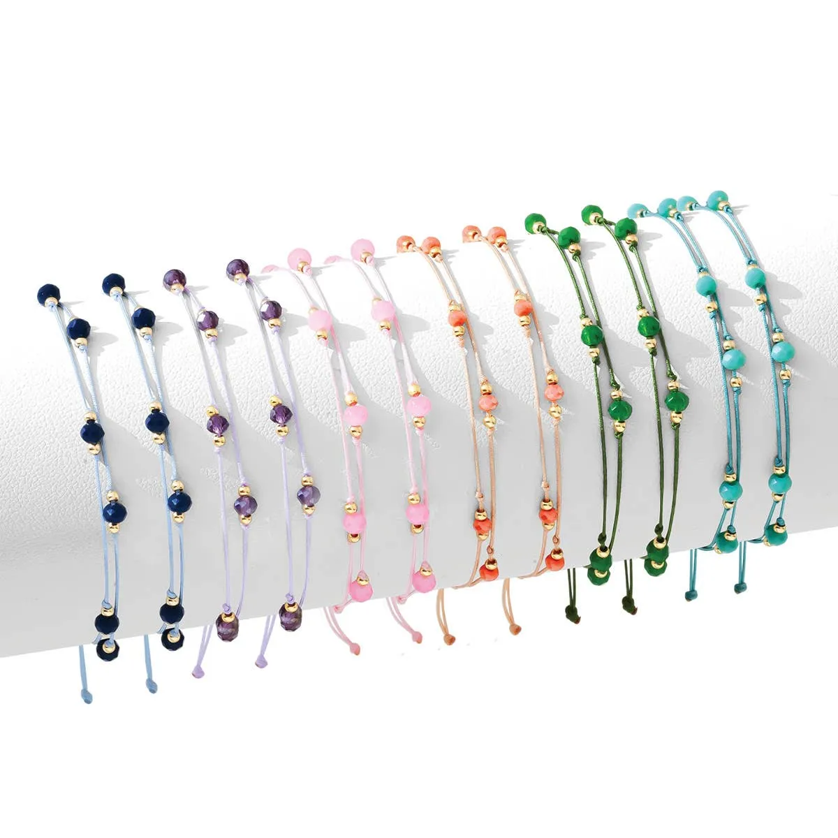 Delicate Double Crystal String Pulley Bracelets