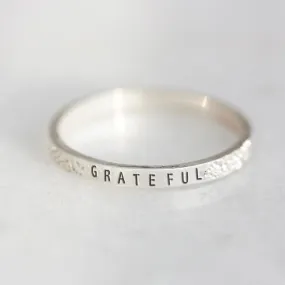 Diamond Dusted Accented Narrow Remembrance Inspiring - Grateful