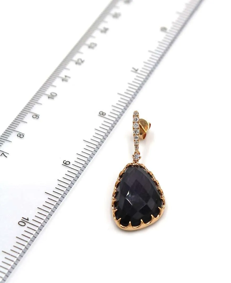 Doves Rose Gold Earrings with Amethyst Over Hematite