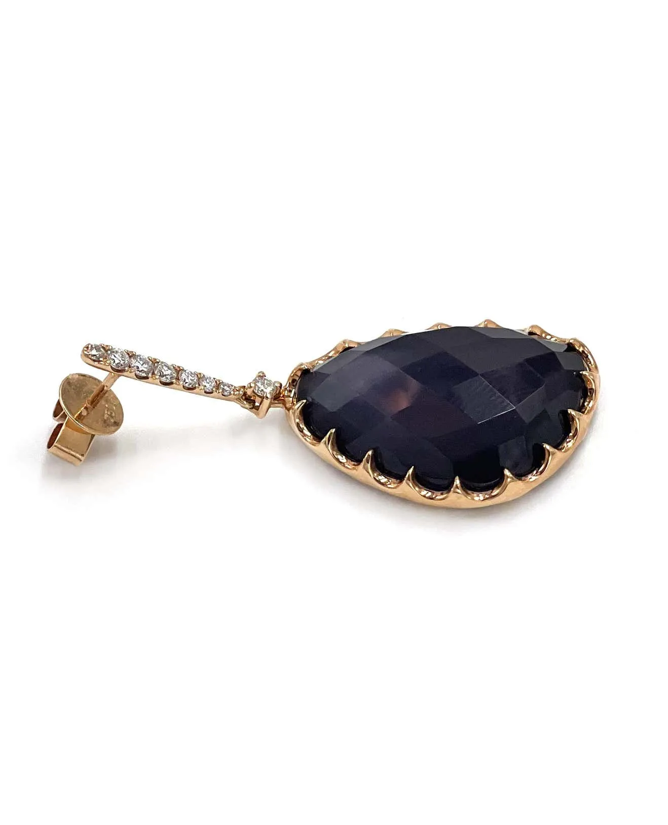Doves Rose Gold Earrings with Amethyst Over Hematite