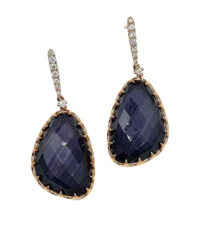 Doves Rose Gold Earrings with Amethyst Over Hematite