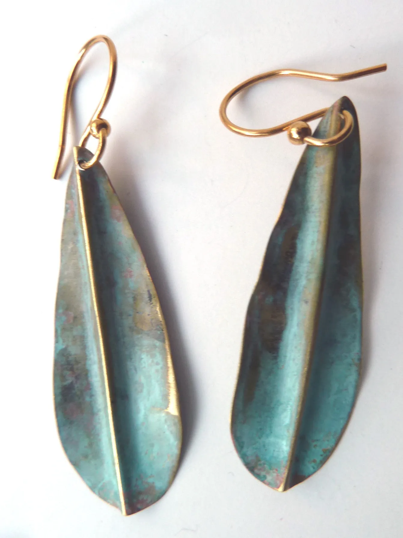 Earrings Gold On Brass Small Leaf By Sibilia