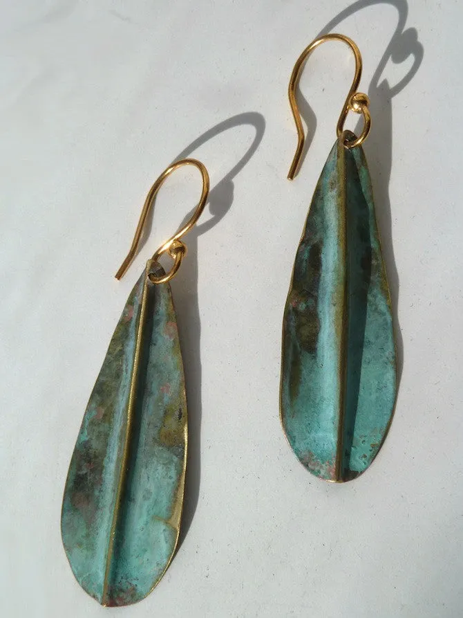 Earrings Gold On Brass Small Leaf By Sibilia