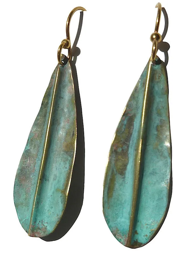 Earrings Gold On Brass Small Leaf By Sibilia