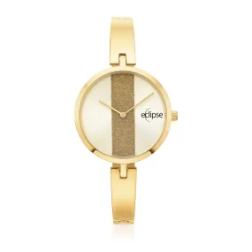 Eclipse 36mm Stainless Steel Gold Plated Glitter Dial Watch