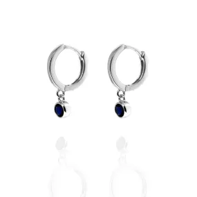 EK-85/S/BL - Silver Single Stone Earring Charm with Blue Cubic Zirconia
