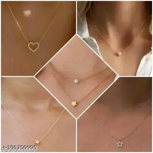 Elegant Gold-Plated Pearl Necklace Set for Women (5 Pieces)