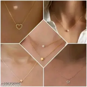Elegant Gold-Plated Pearl Necklace Set for Women (5 Pieces)