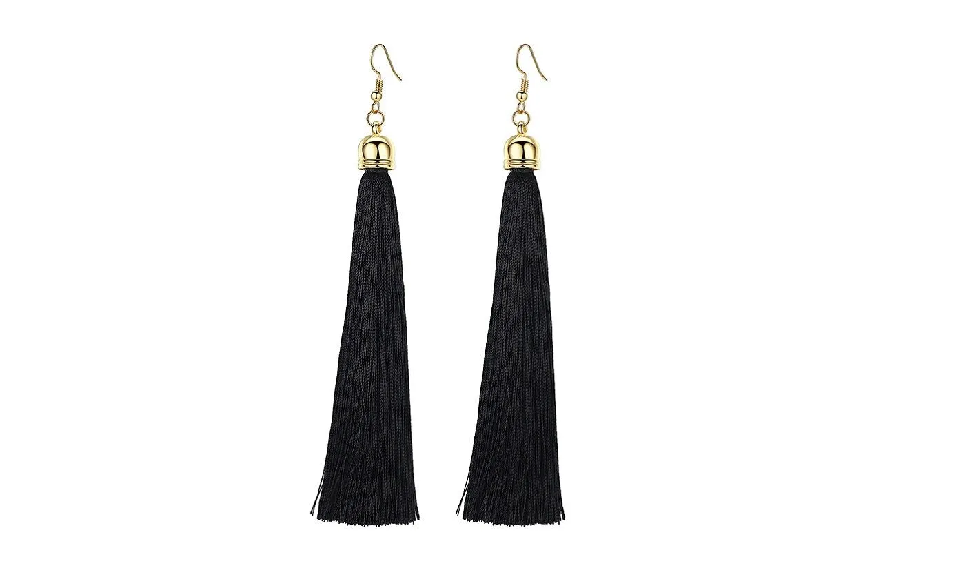 Fiber Long Tassel Earrings