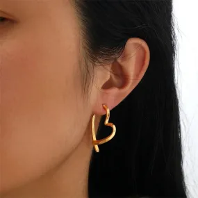 Gold Color Heart Cute Hollow Love Y2K Friendship Vintage Earring