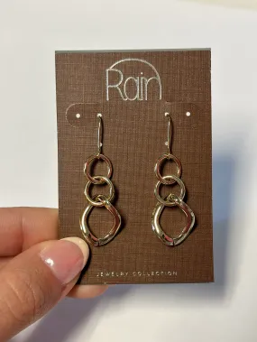 Gold Shiny Triple Rings Earring