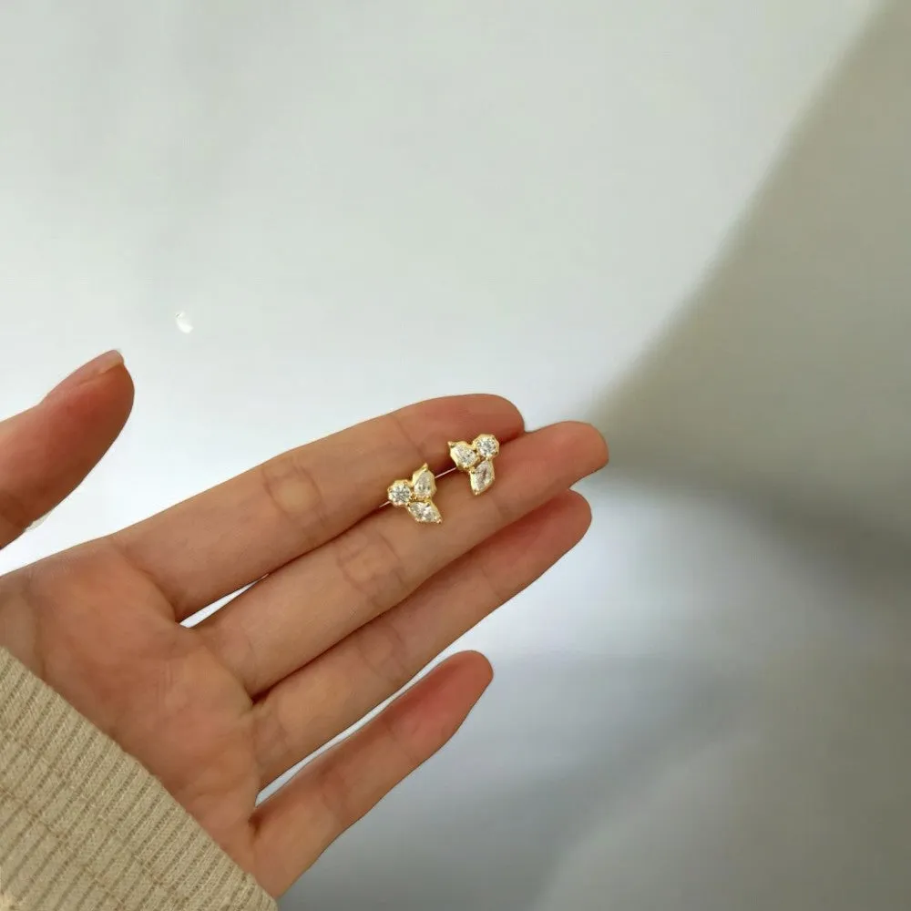 Gold Trio Stud Earrings