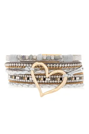 Golden Heart Beaded Bracelet